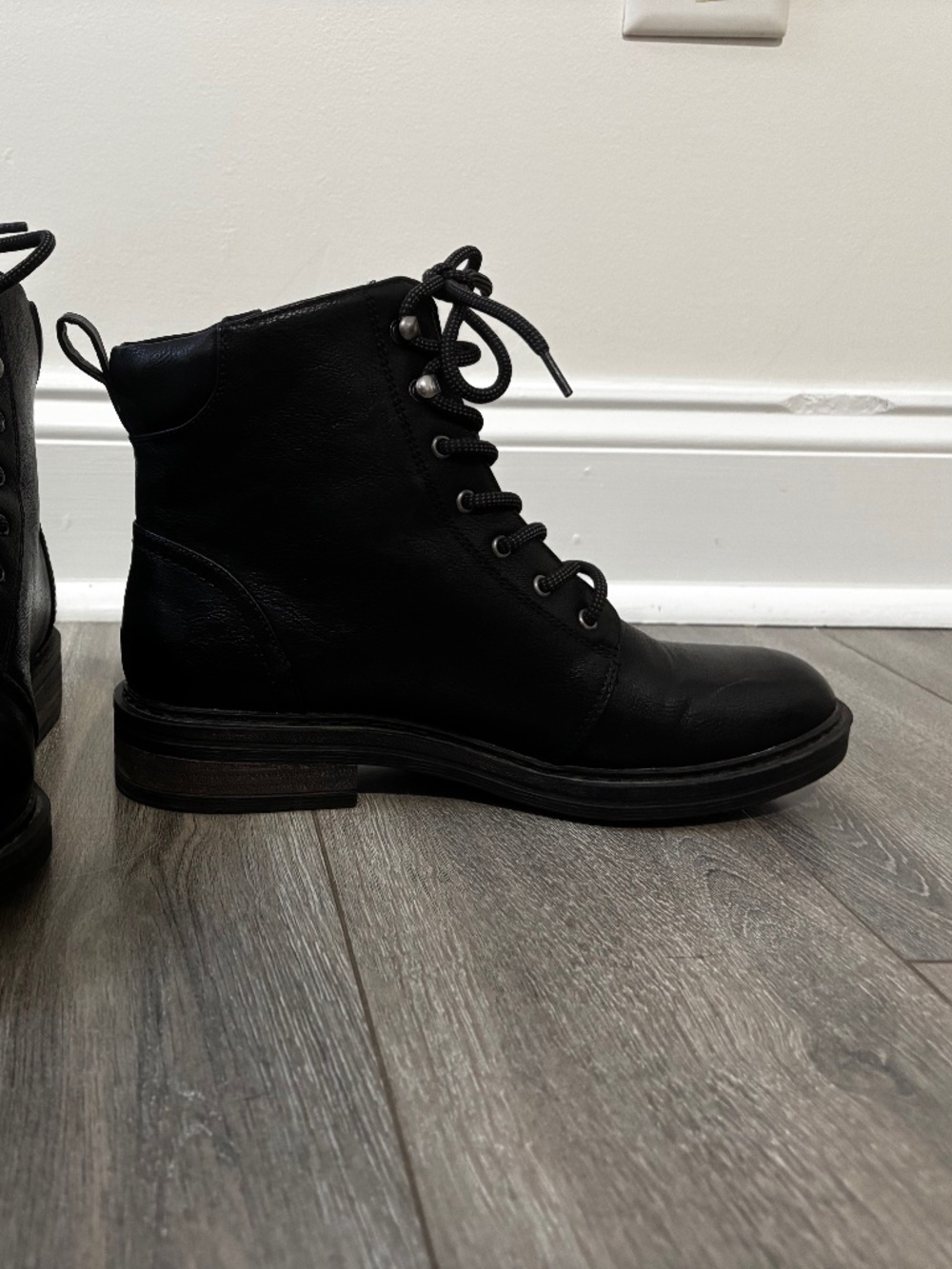 Black combat boots
